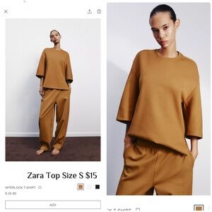Zara Camel Top and Pants Ensemble